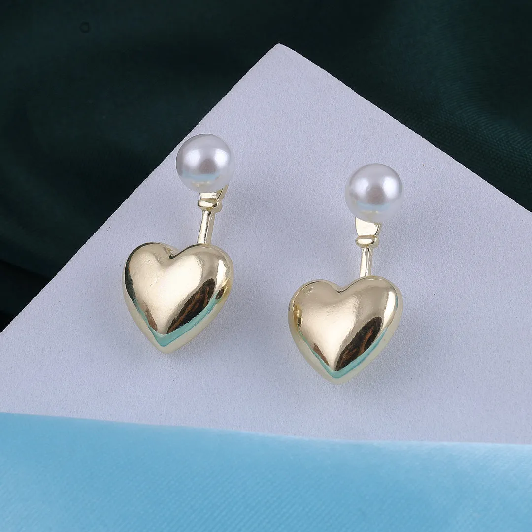 Gold Heart Mini Pearl Earrings