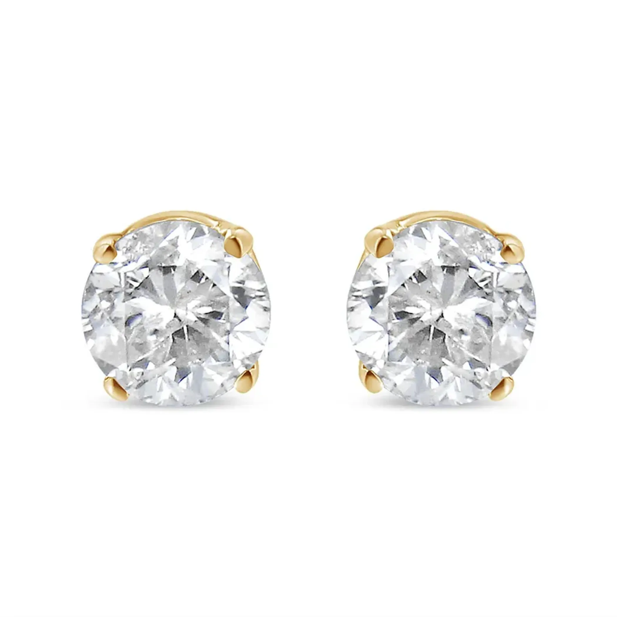 Gold-Tone Sterling Silver Solitaire Diamond Stud Earrings (0.37 cttw, K-L Color, I3 Clarity)