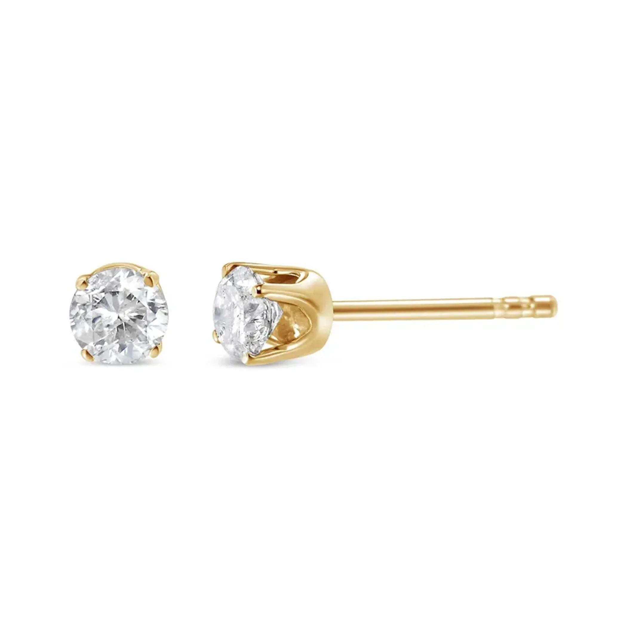 Gold-Tone Sterling Silver Solitaire Diamond Stud Earrings (0.37 cttw, K-L Color, I3 Clarity)