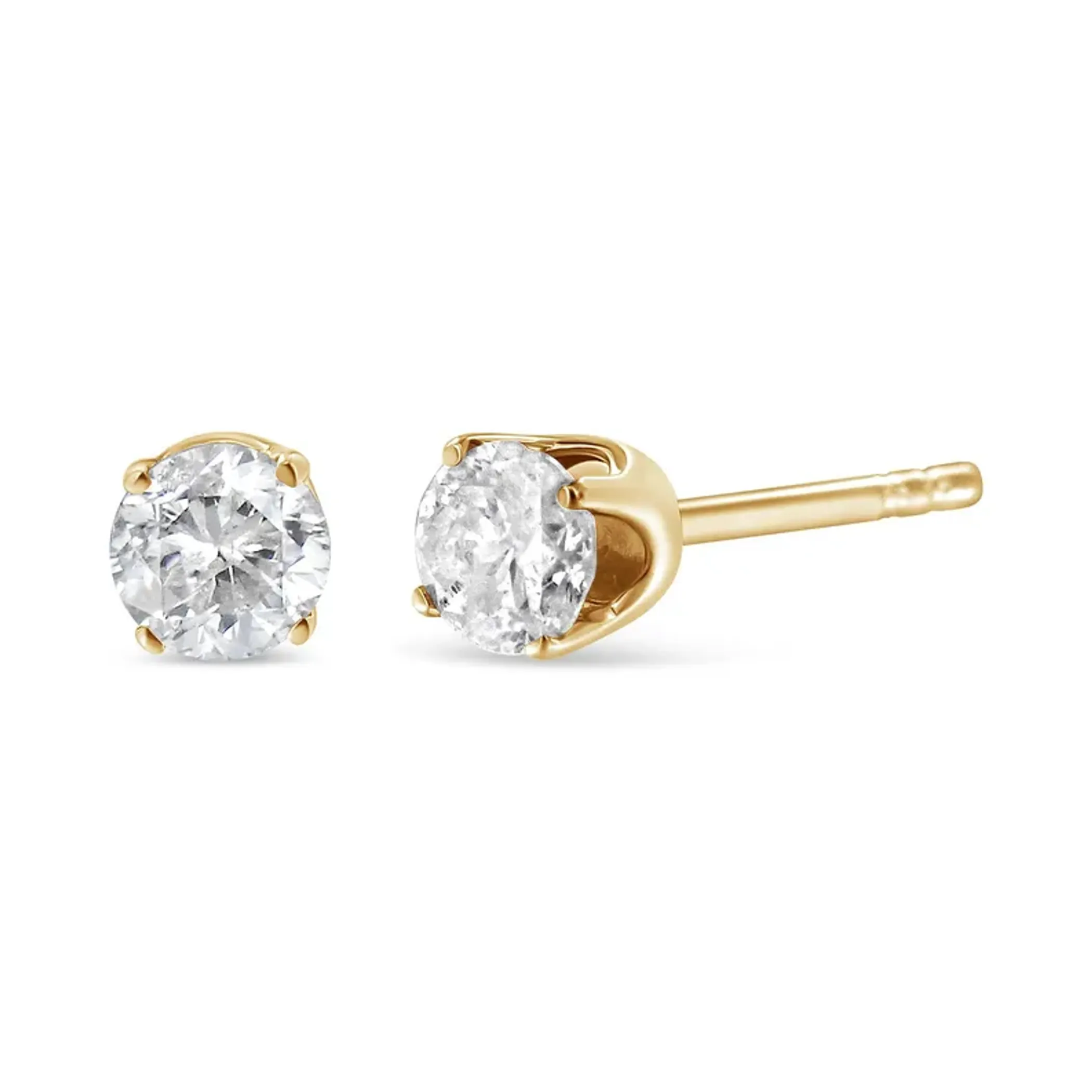 Gold-Tone Sterling Silver Solitaire Diamond Stud Earrings (0.37 cttw, K-L Color, I3 Clarity)