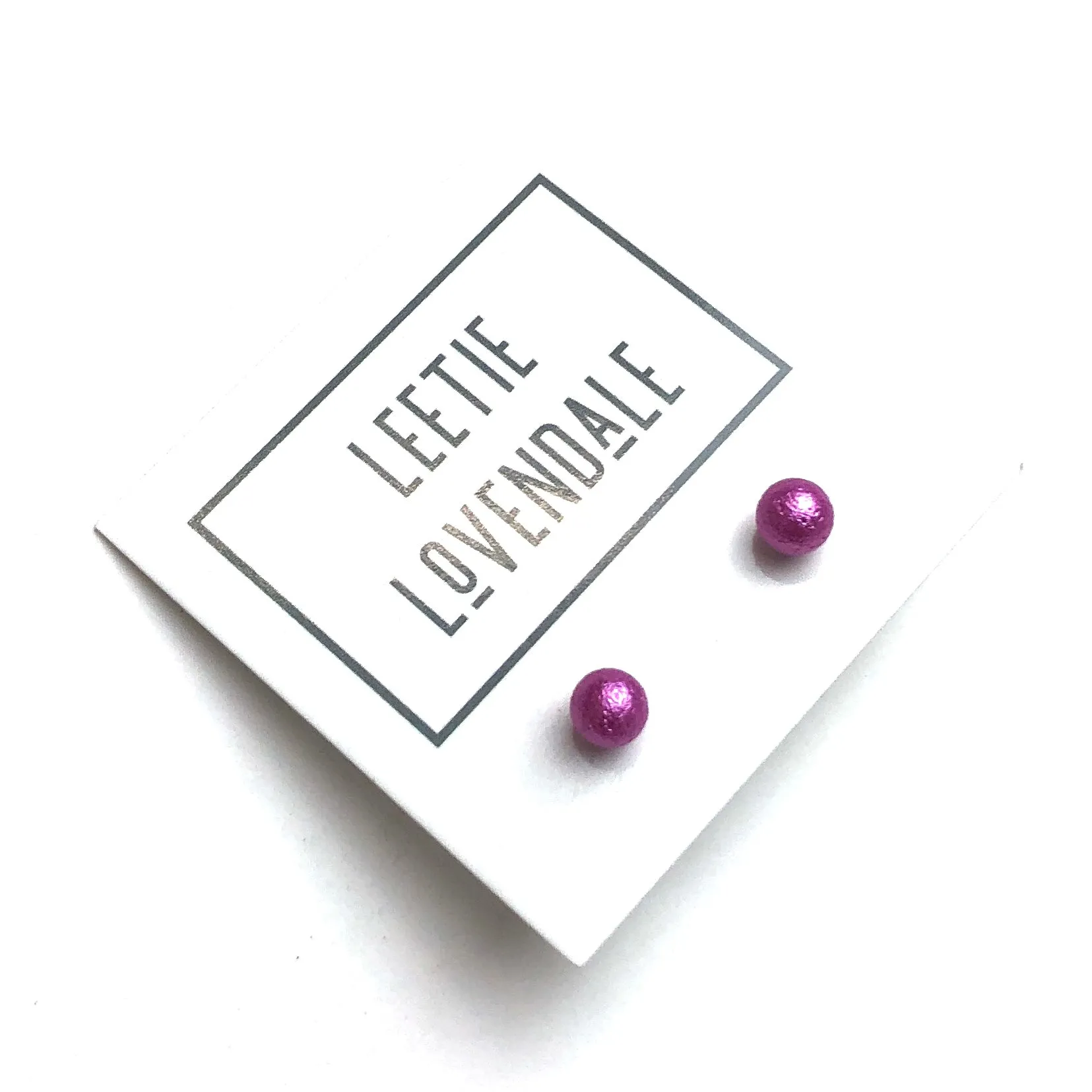 Hot Pink Pitted Lucite Tiny Ball Stud Earrings