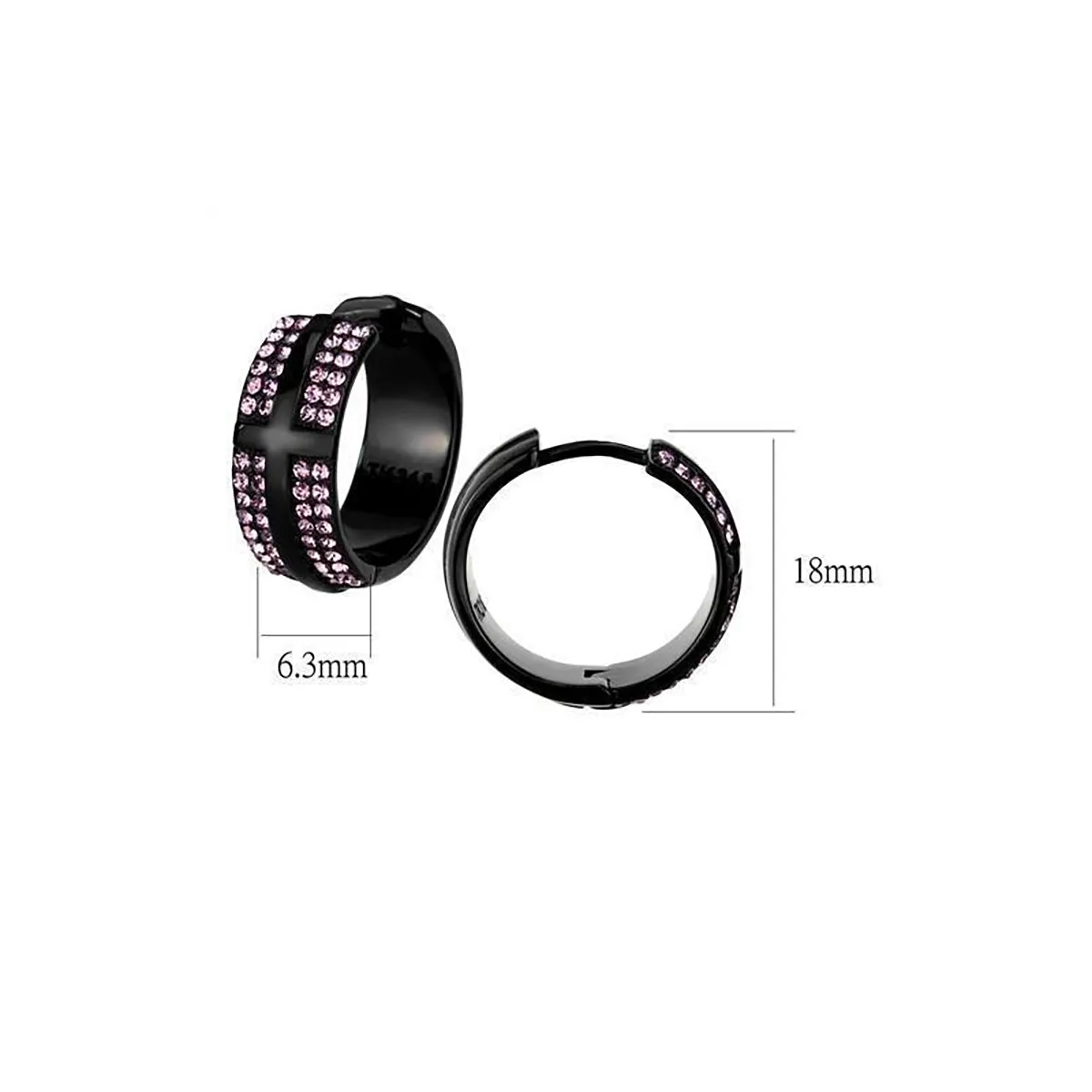 IP Black(Ion Plating) Stainless Steel Earrings with Top Grade Crystal in Light Amethyst for Women Light Amethyst Stone Color Style TK2386