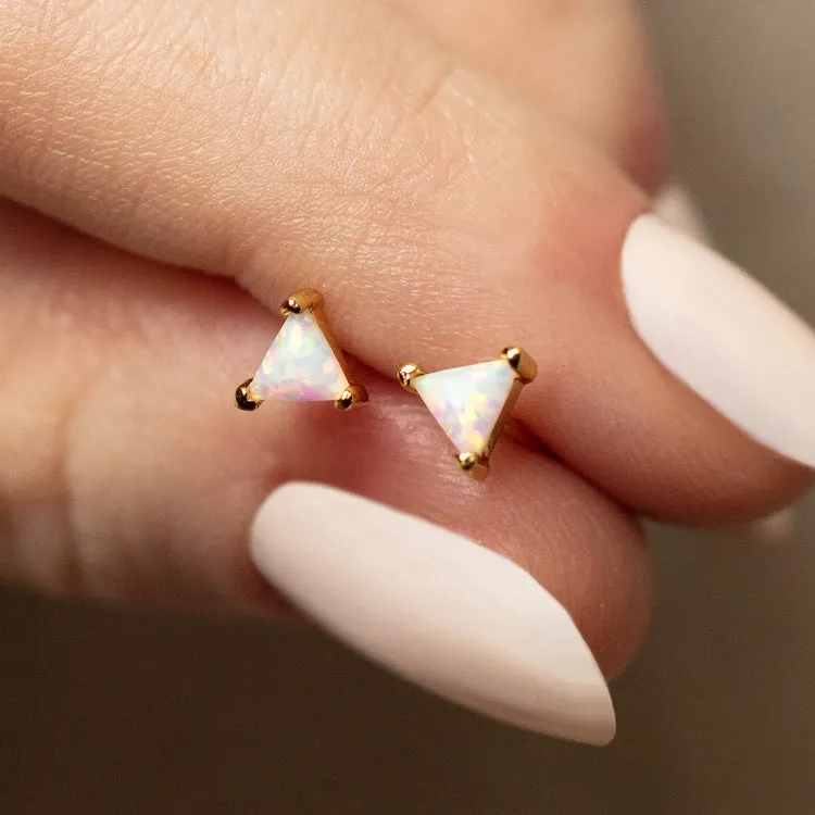 Iridescent Opal Triangle Studs