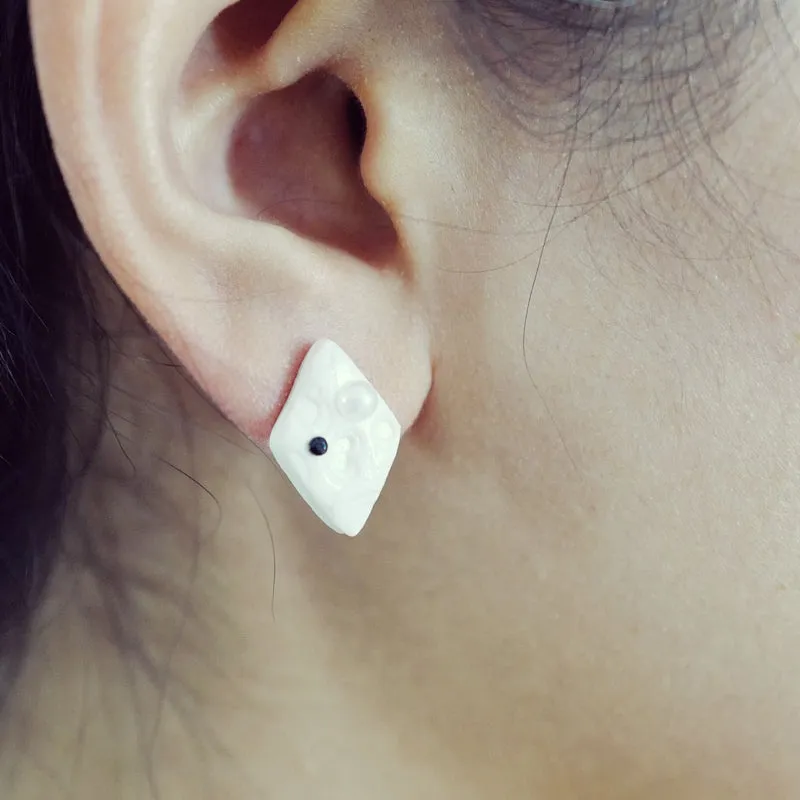 Journey White Earring Studs