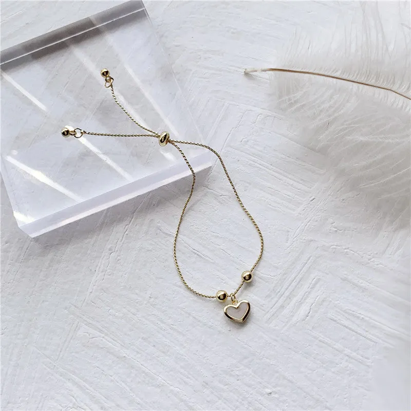 Korean Temperament Simple Pearl Bracelet Peach Heart Pendant Bracelet