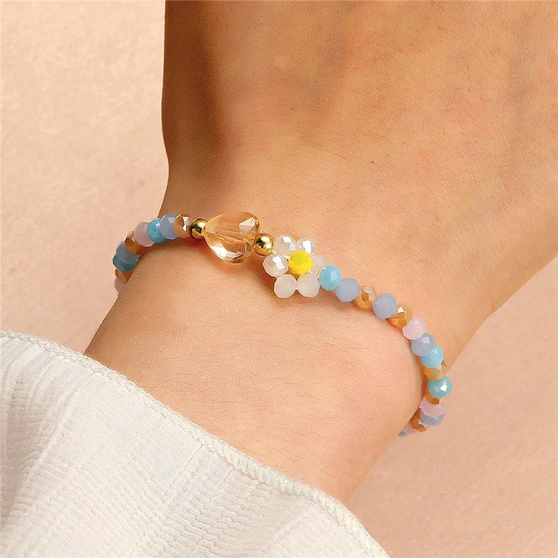 Korean Version Of Simple Flower Rhinestone Bracelet