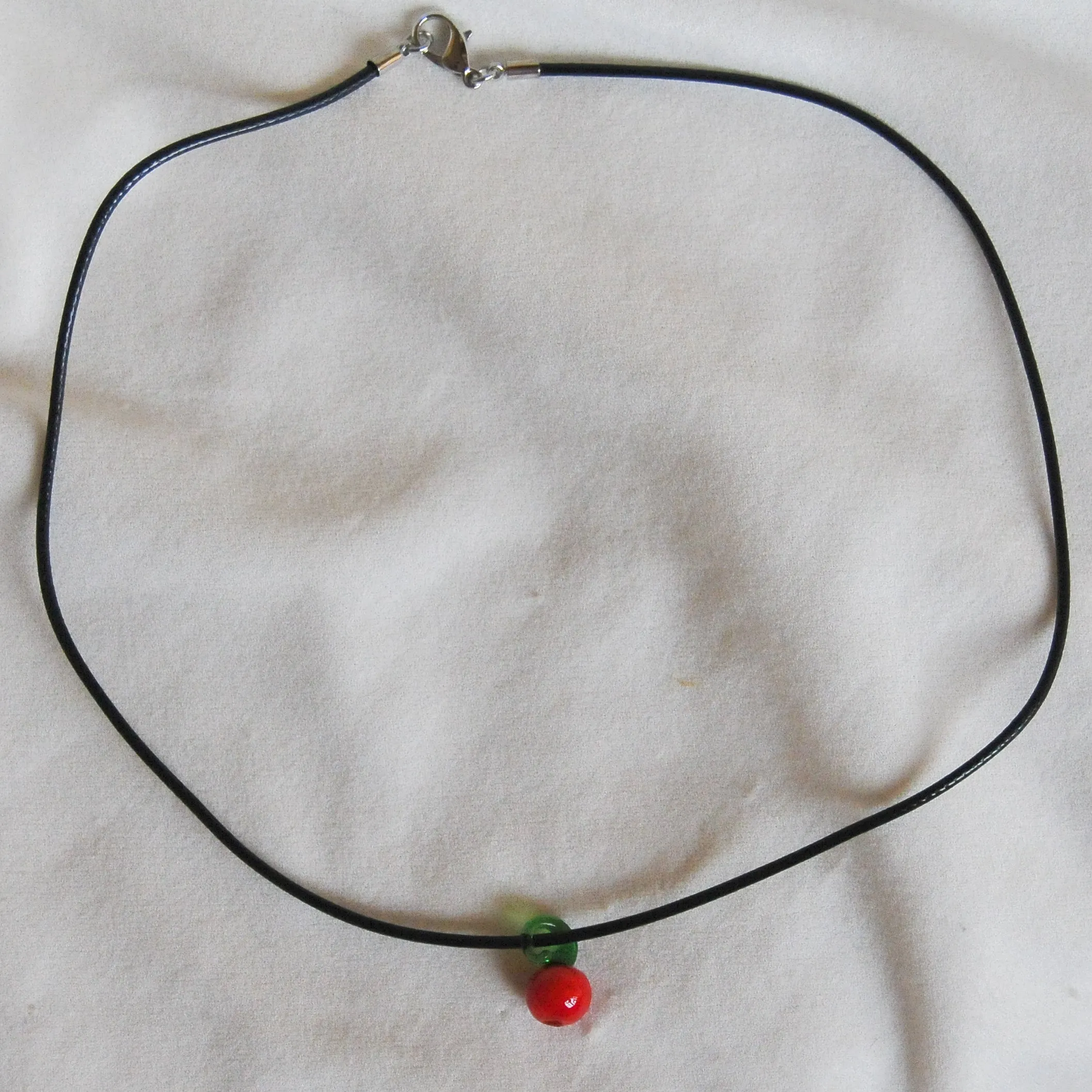 Lampwork Apple Cord Necklace