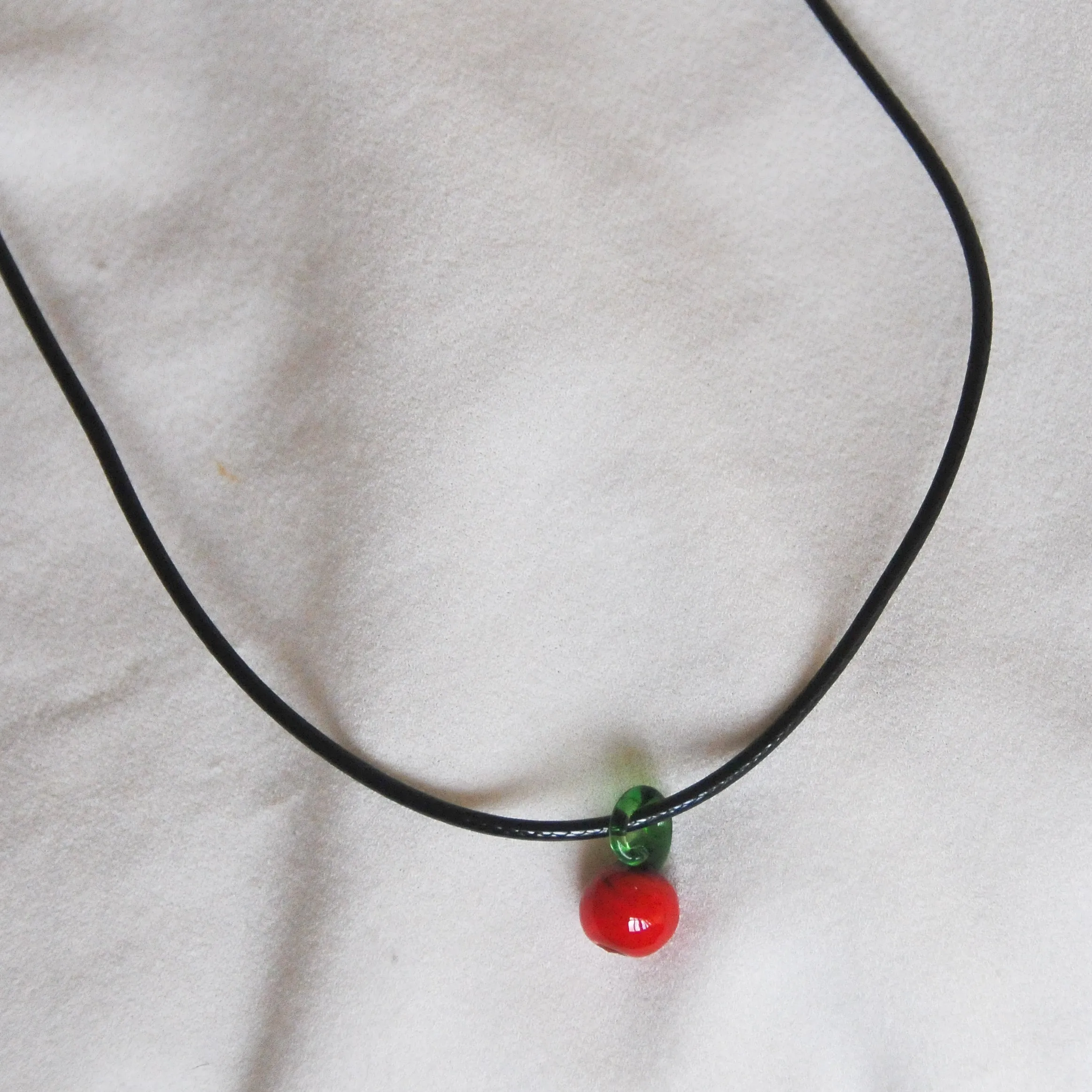 Lampwork Apple Cord Necklace