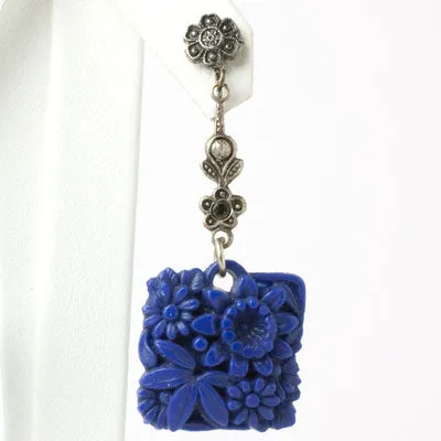 Lapis Panel 1930s Pendant Earrings