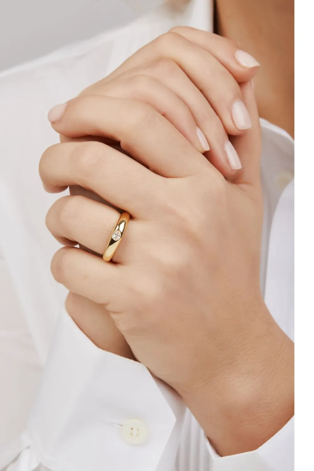 Lara band with white stone gold vermeil ring