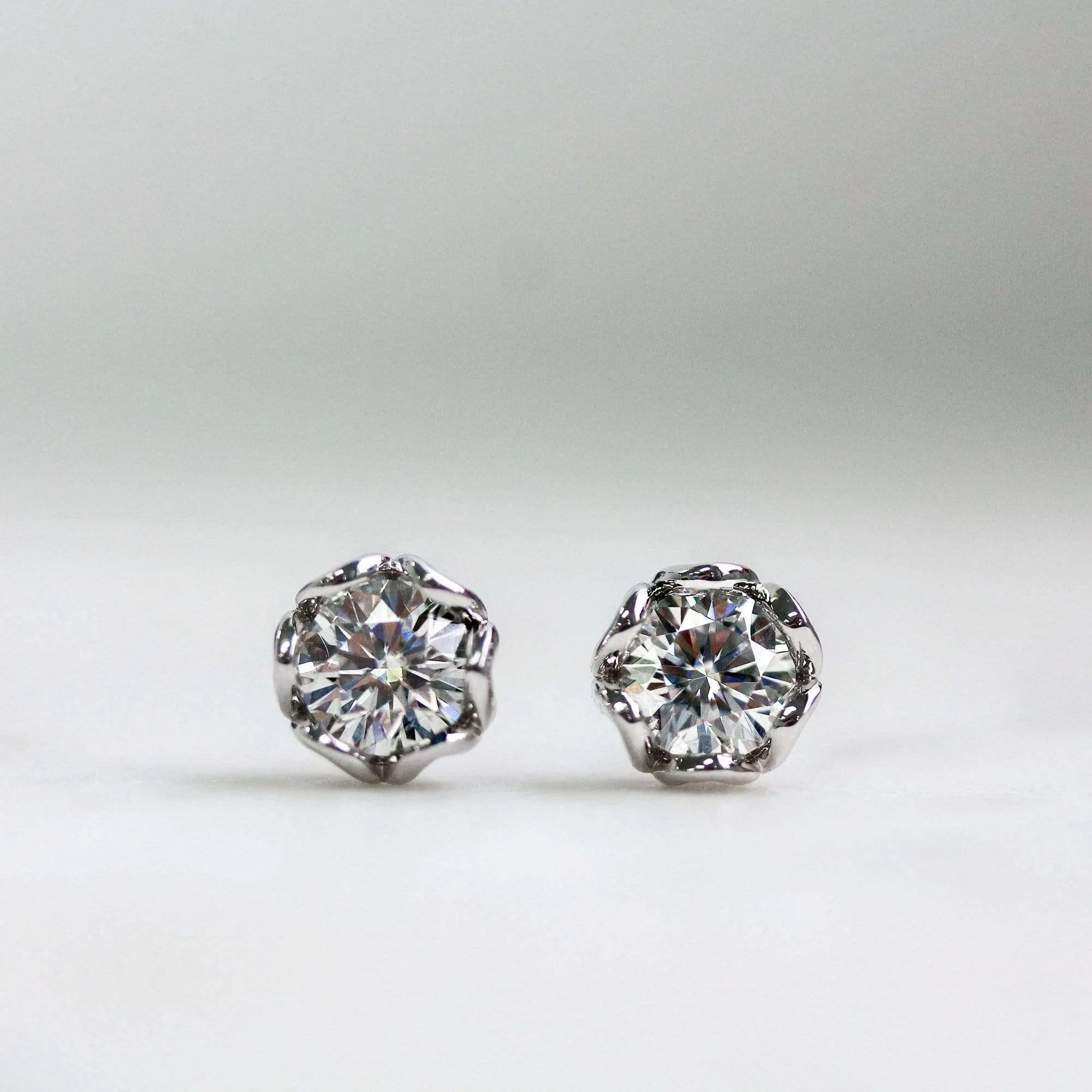 Lily 5mm Moissanite Studs 14k White Gold