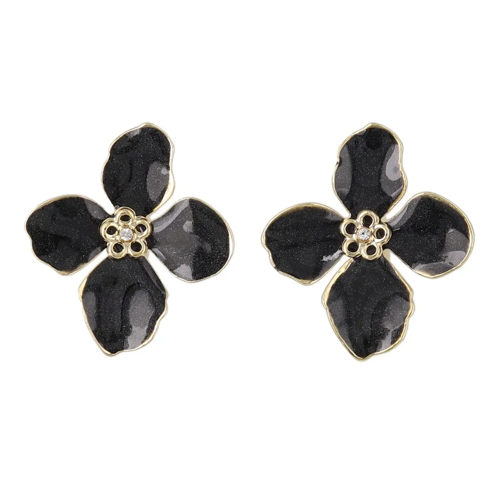 Marble Tone Flower Clip On Earrings