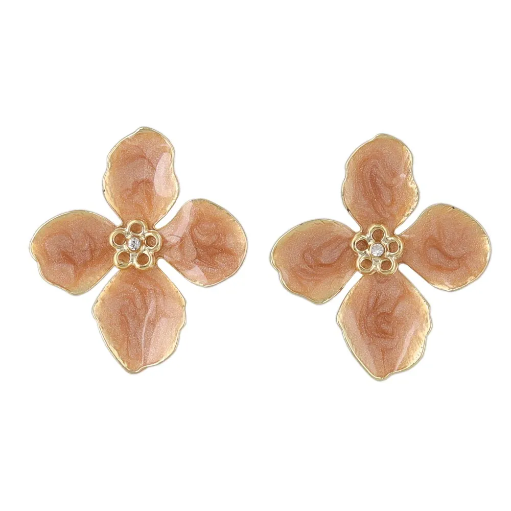 Marble Tone Flower Clip On Earrings