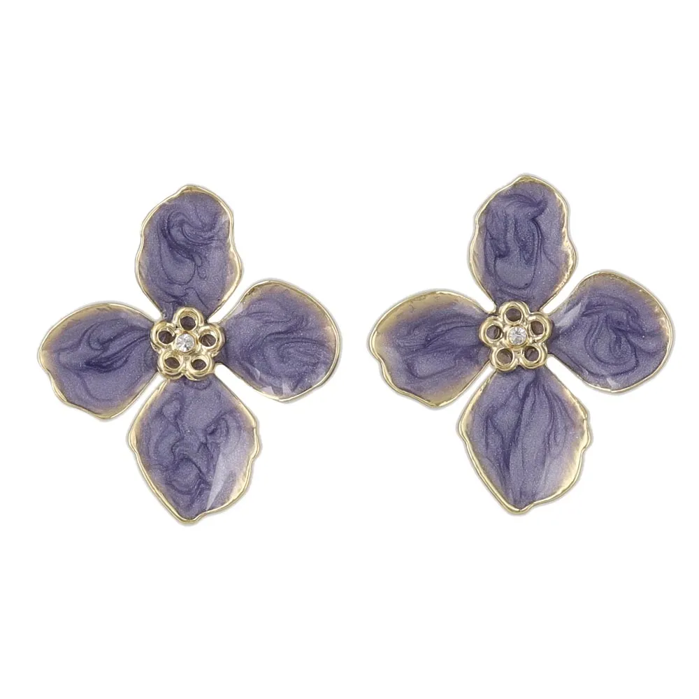 Marble Tone Flower Clip On Earrings