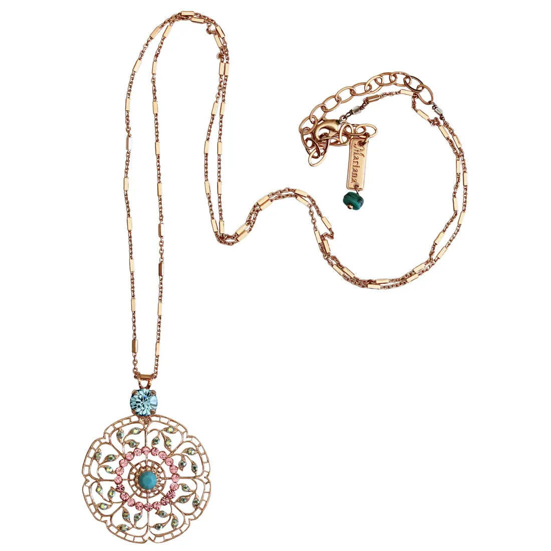 Mariana "Summer Fun" Rose Gold Plated Filigree Pendant Crystal Necklace, 5210 3711mr