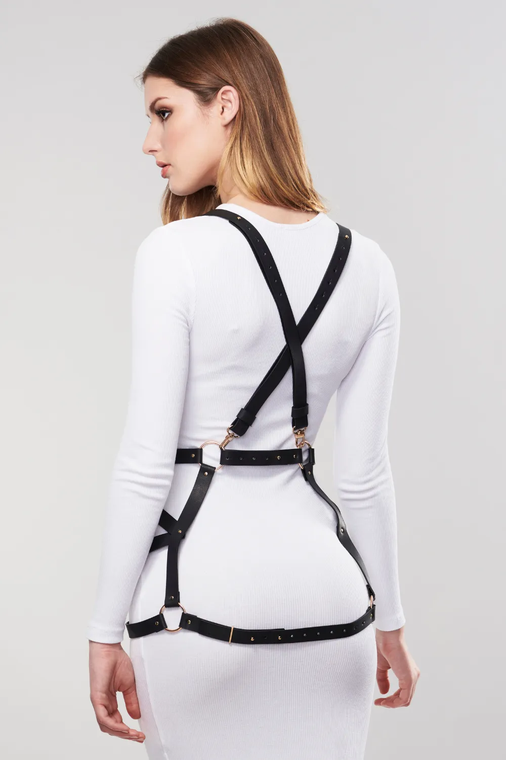 Maze Vegan Leather Arrow Harness Dress