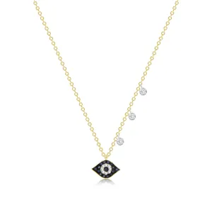 Meira T Sapphire Evil Eye Necklace with Diamond Bezel Accents 14kt Yellow Gold