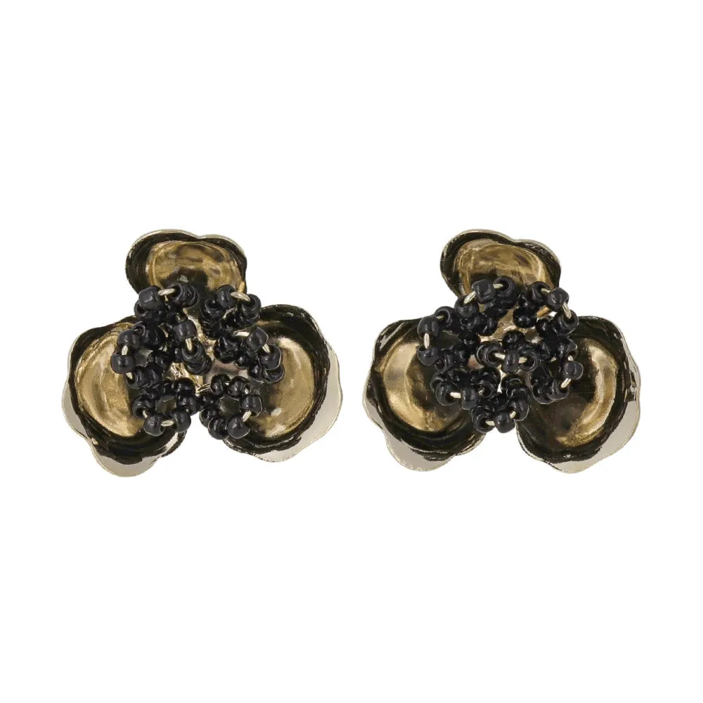 Metal Three Petal Flower Earrings