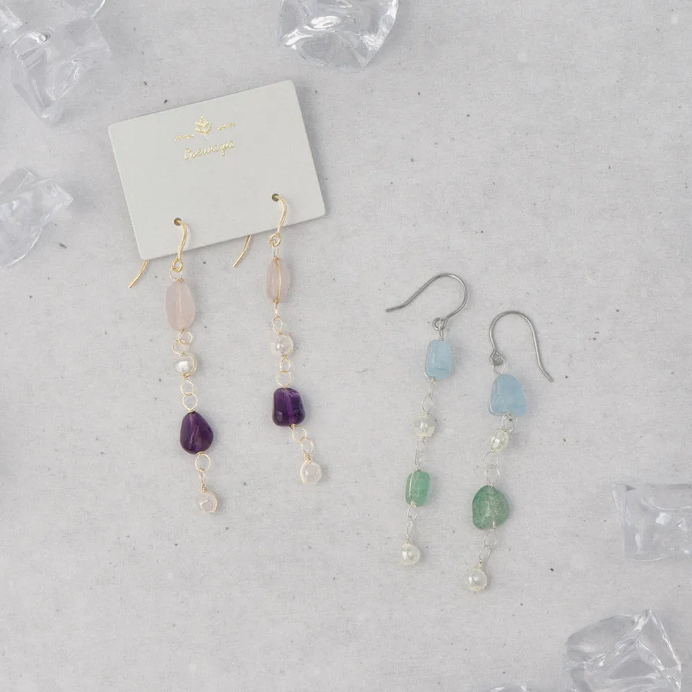 Mixed Gem Drop Earrings