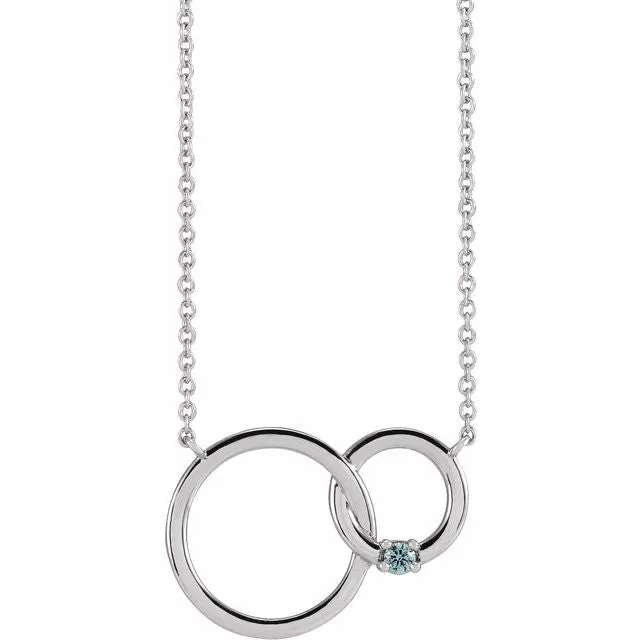 Mother's Family Birthstone Interlocking Double Circle Necklace