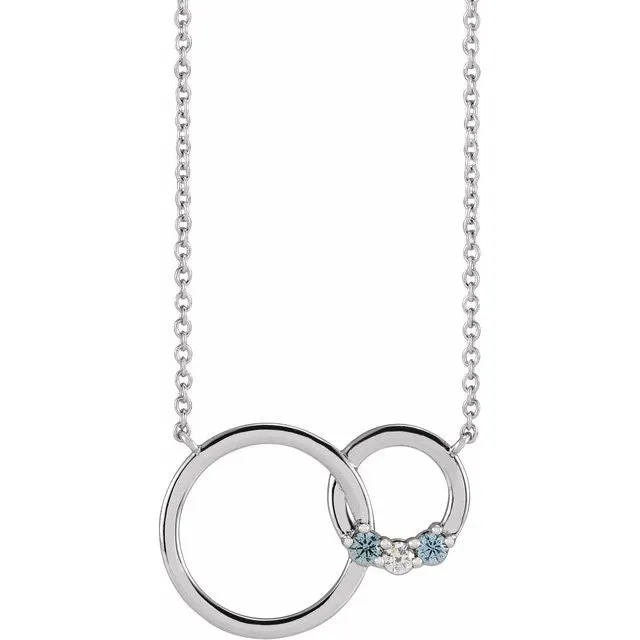 Mother's Family Birthstone Interlocking Double Circle Necklace