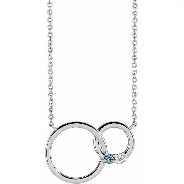 Mother's Family Birthstone Interlocking Double Circle Necklace