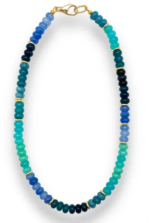 Multi Blue Jade Beaded Necklace