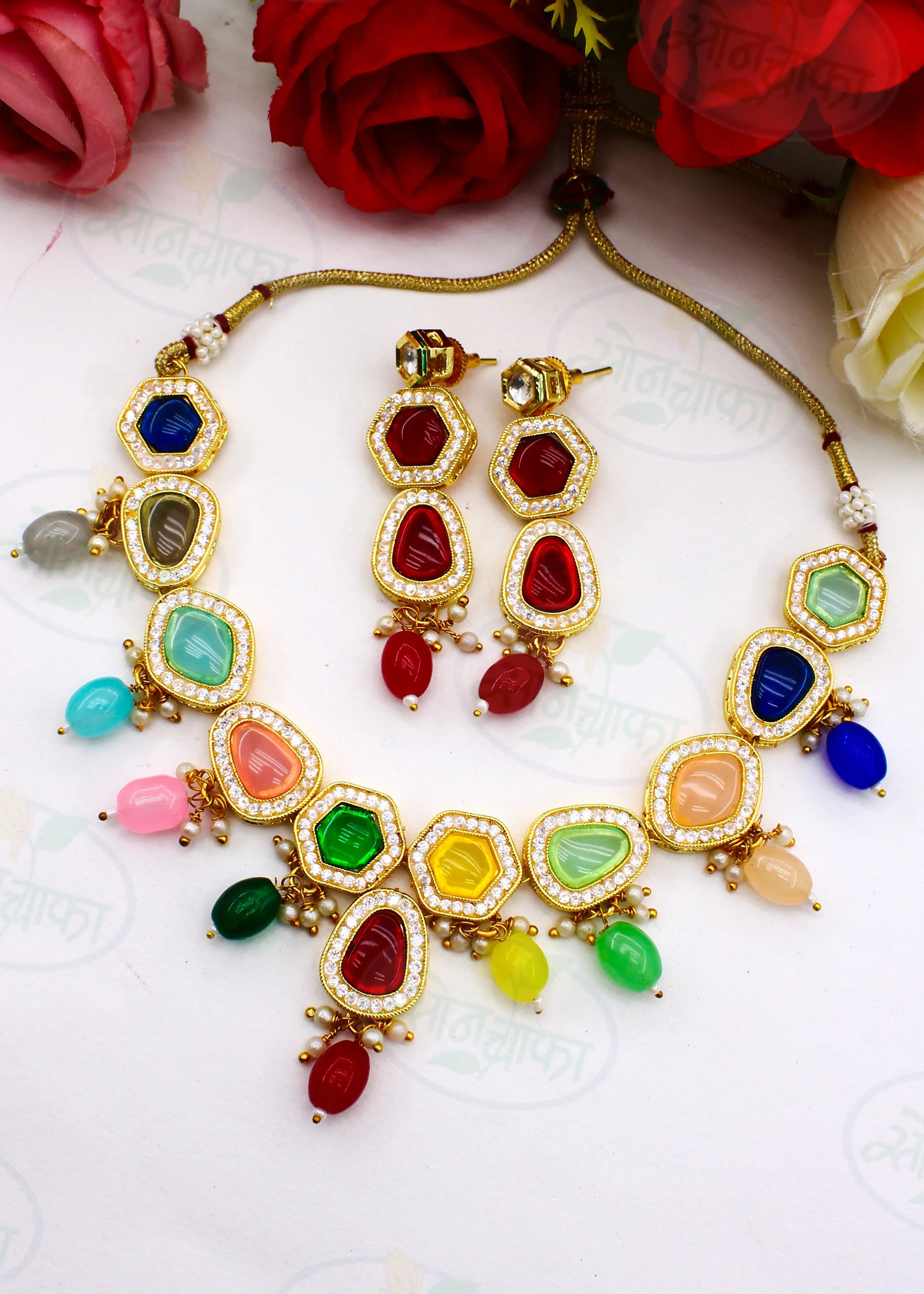 MULTI COLOUR KUNDAN NECKLACE