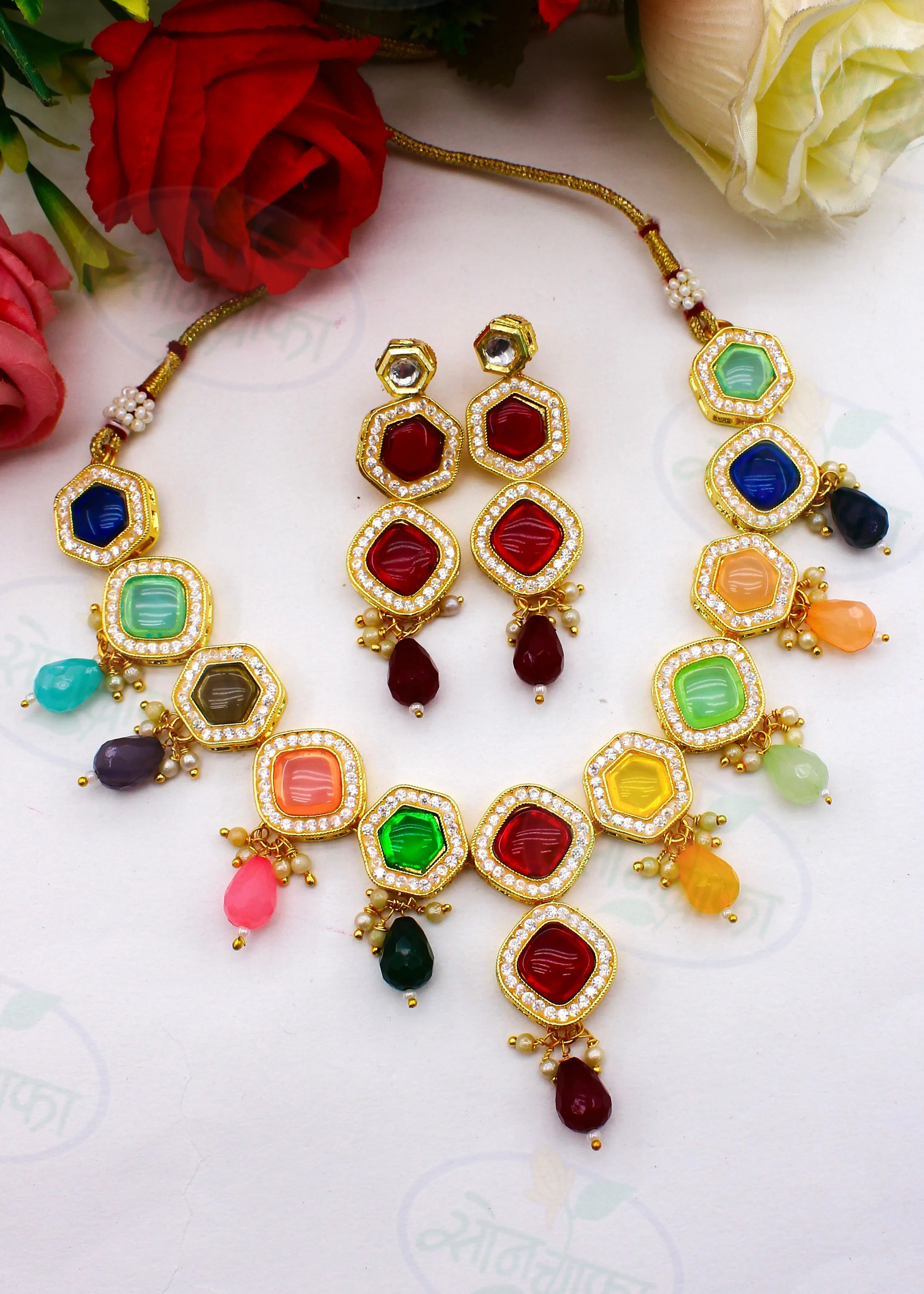 MULTI COLOUR KUNDAN NECKLACE