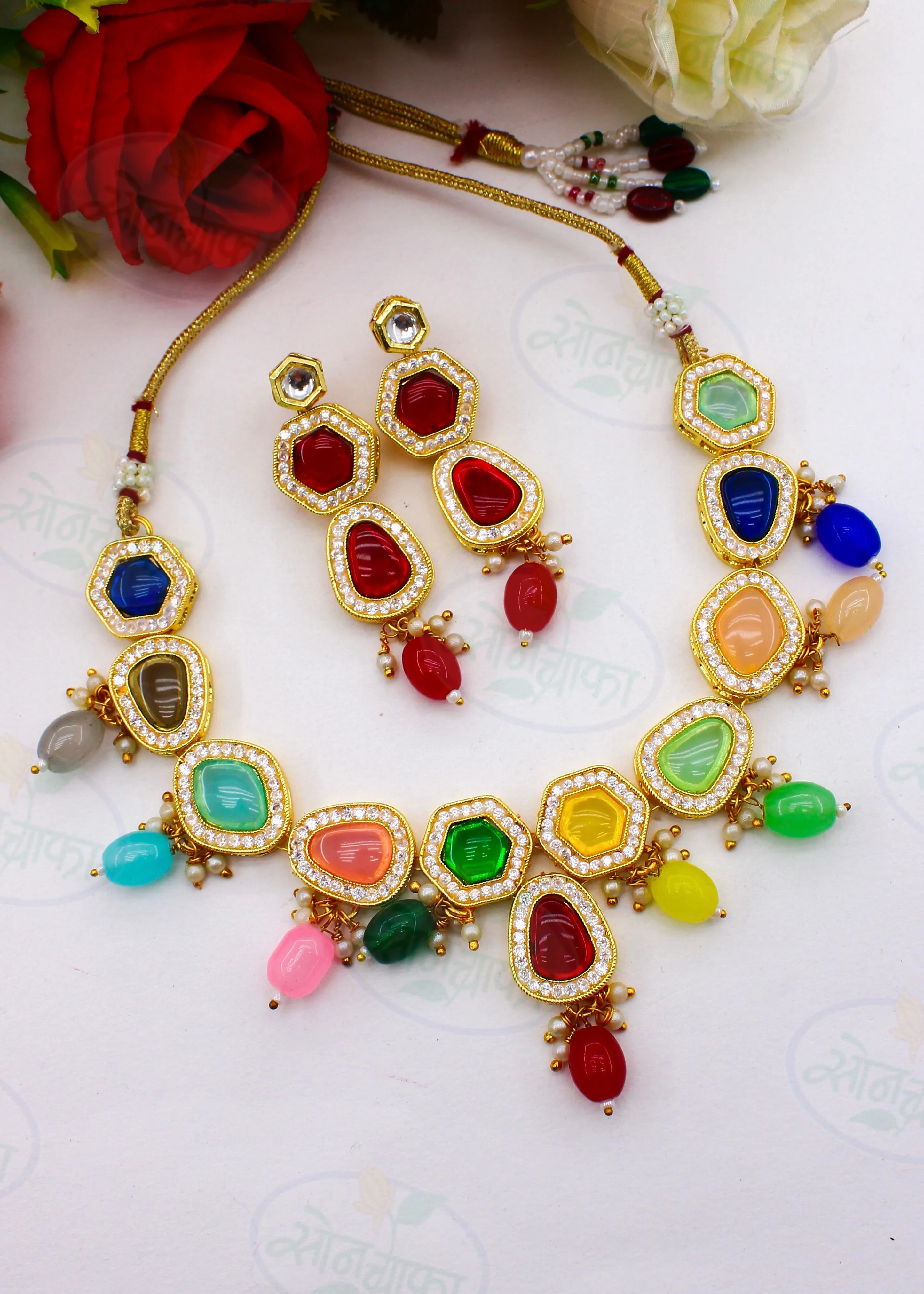 MULTI COLOUR KUNDAN NECKLACE