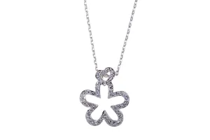 N7114 Rhodium Plated Swarovski Star With Heart Pendant Necklace Crystal