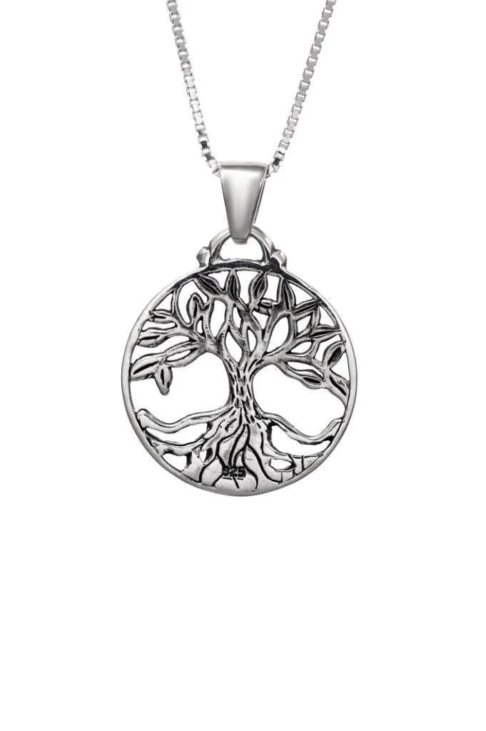 Nano Sim Old Bible Silver Pendant - Tree Of Life with Round Frame