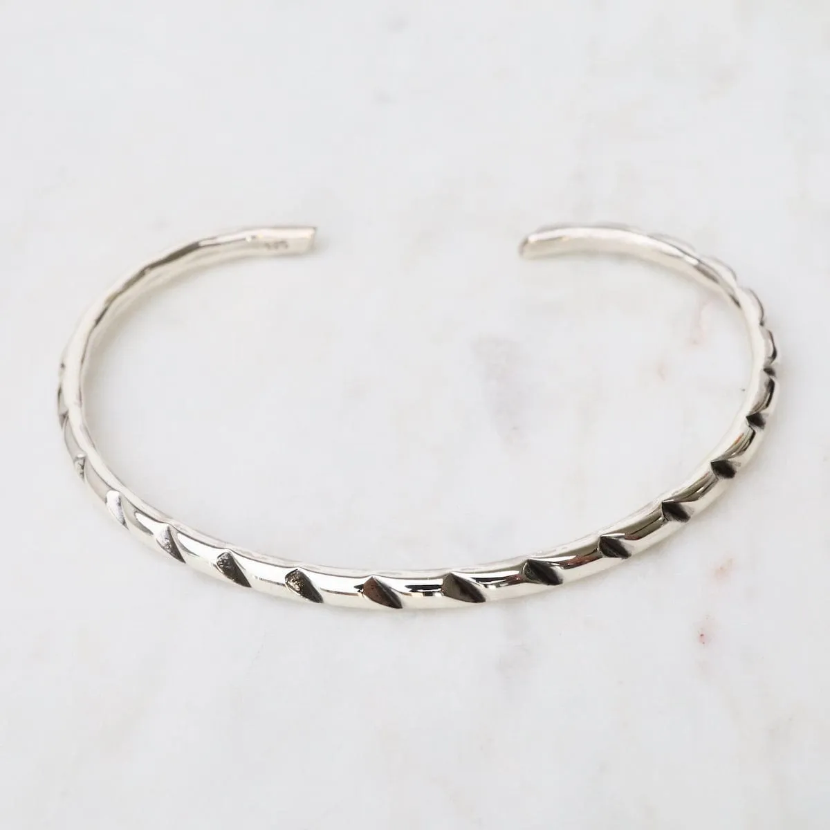 Narrow Twisted Sterling Silver Cuff