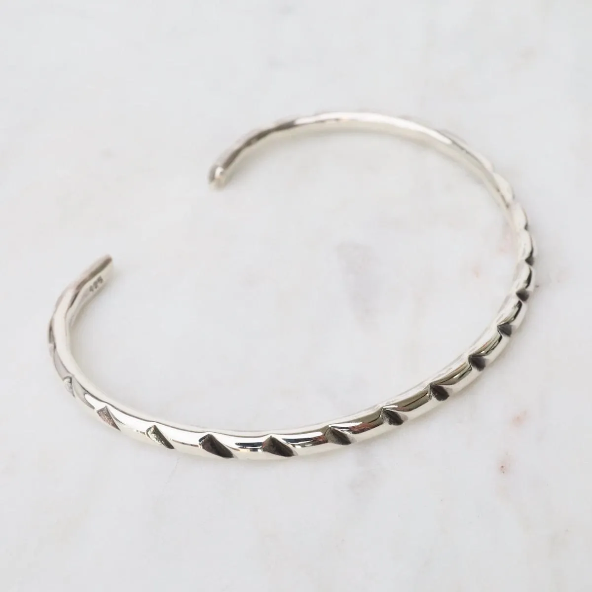 Narrow Twisted Sterling Silver Cuff