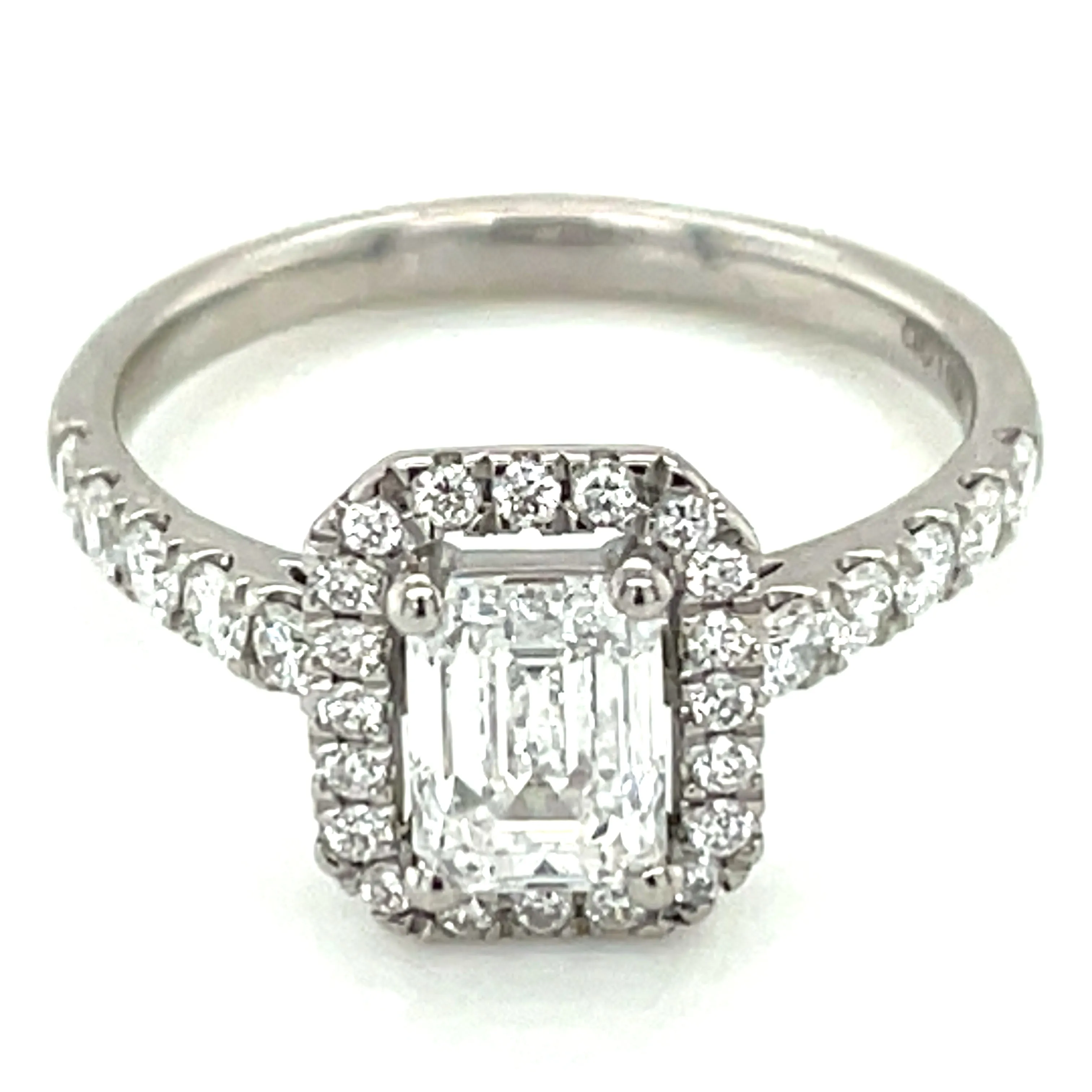 Natalie - Platinum Laboratory Grown Diamond Halo with Castle Set Shoulders