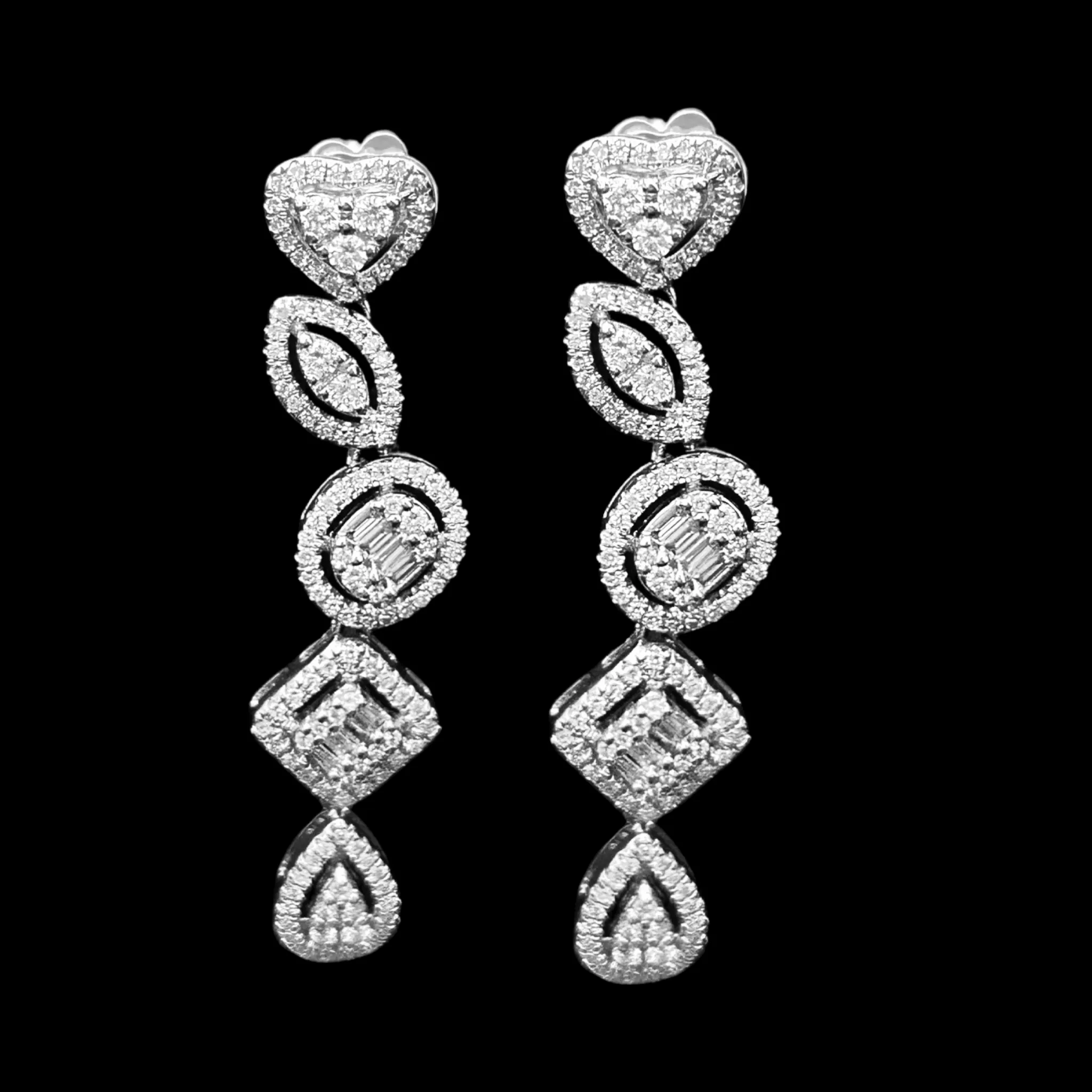 NEW Multi-Shape Diamond Earrings 14kt