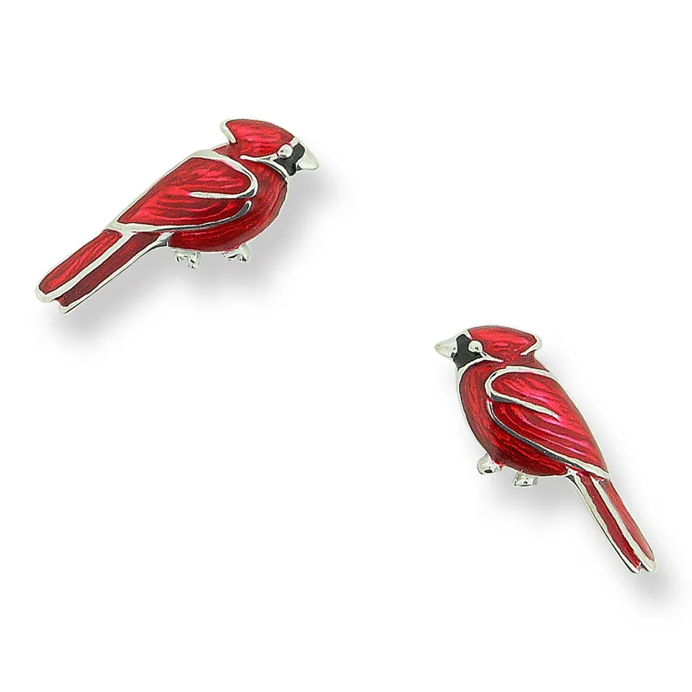 Nicole Barr Silver Enamel  Cardinal Earrings