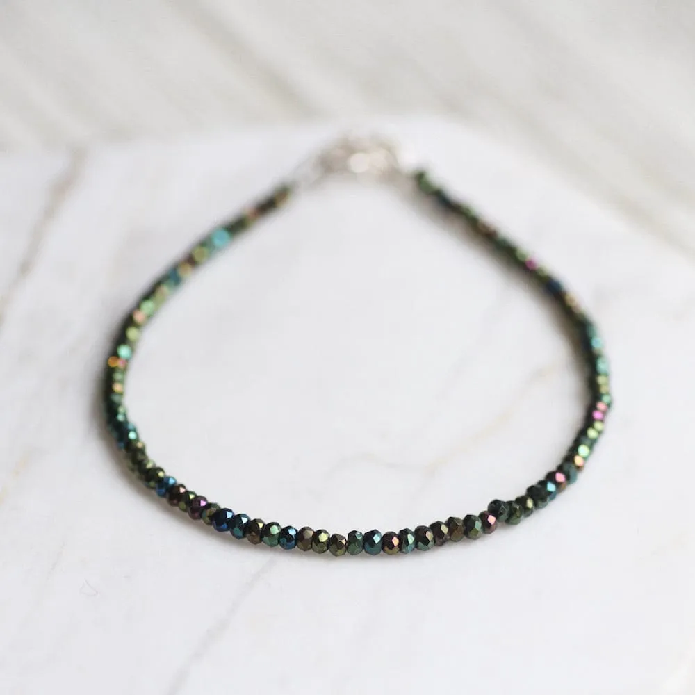 Oil Slick Pyrite Simple Stone Bracelet