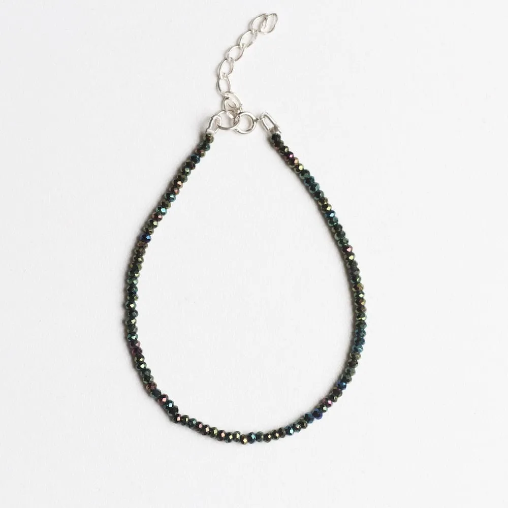 Oil Slick Pyrite Simple Stone Bracelet