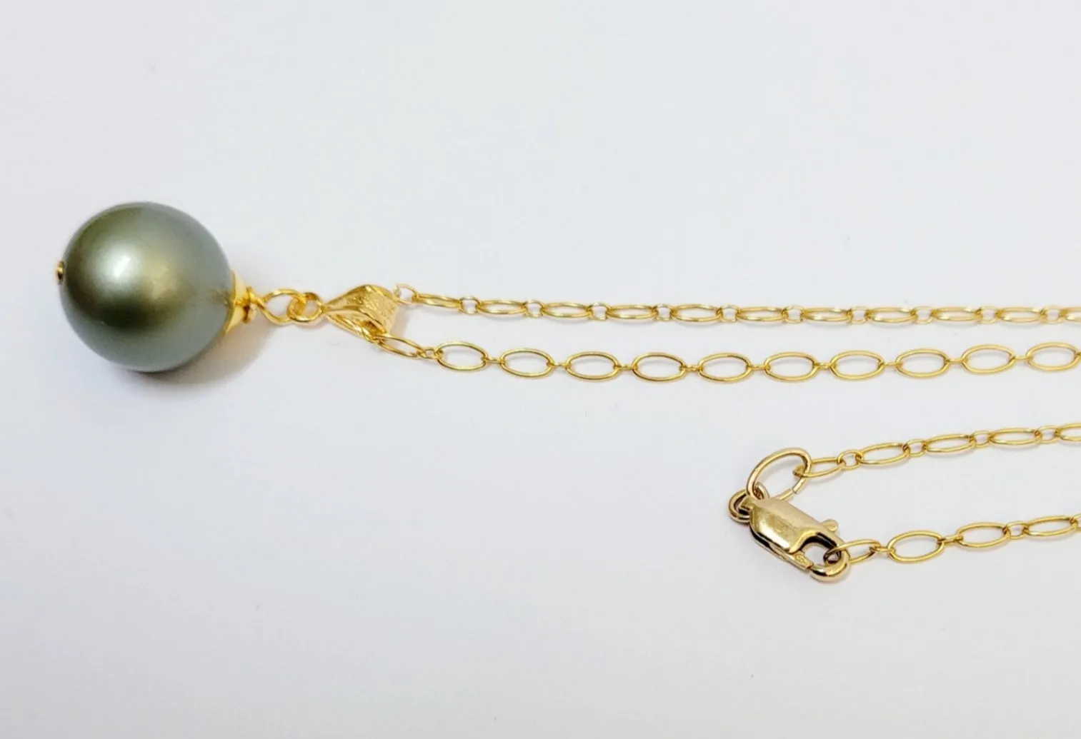 ORAN - Premium Olive Green Swarovski Pearl Set With 14K GF