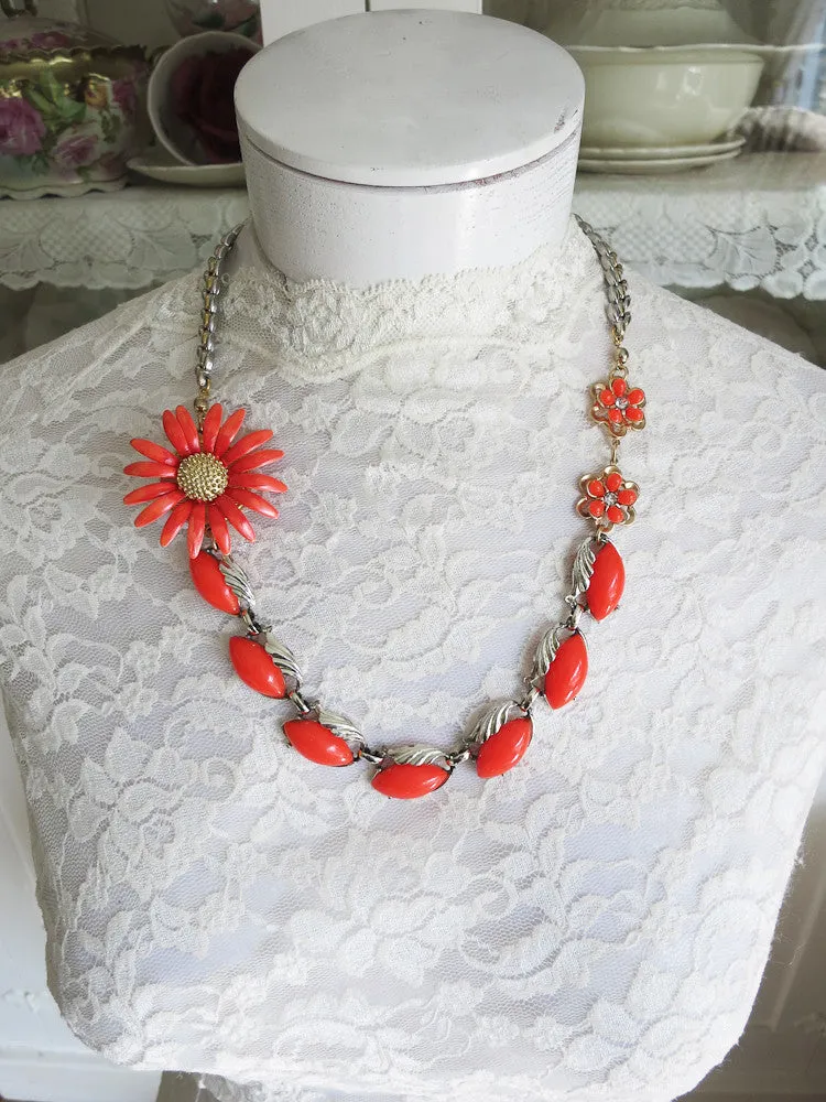 Orange Flower Necklace