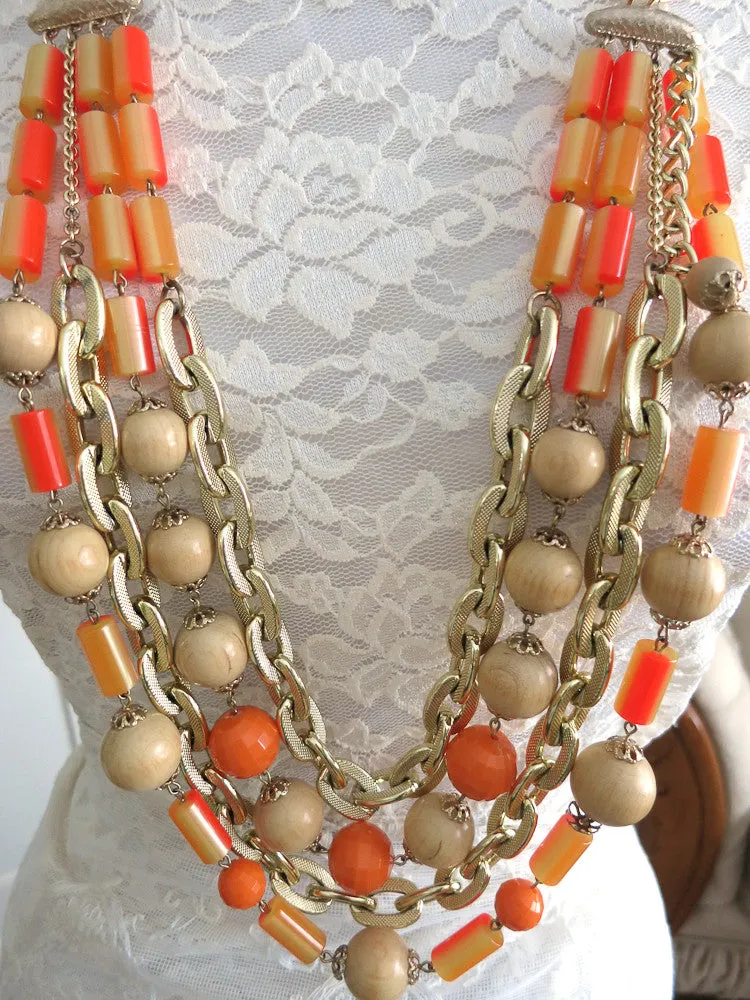 Orange Multi-strand Necklace