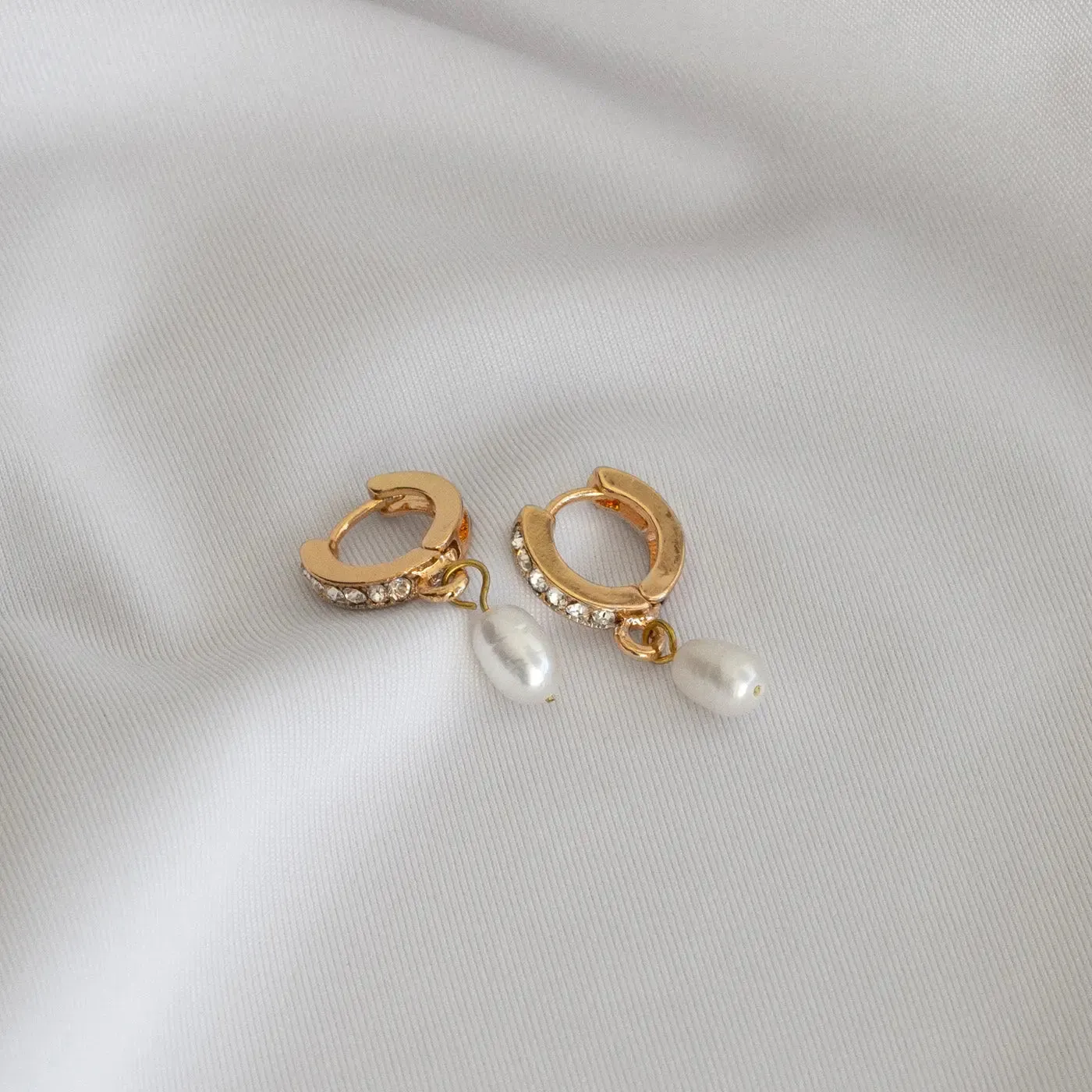 Pearl Crystal Earring Hoops