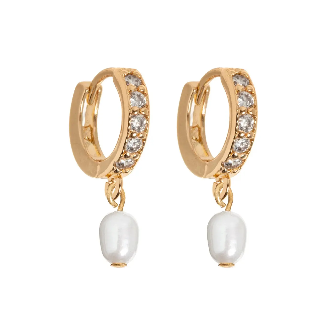 Pearl Crystal Earring Hoops