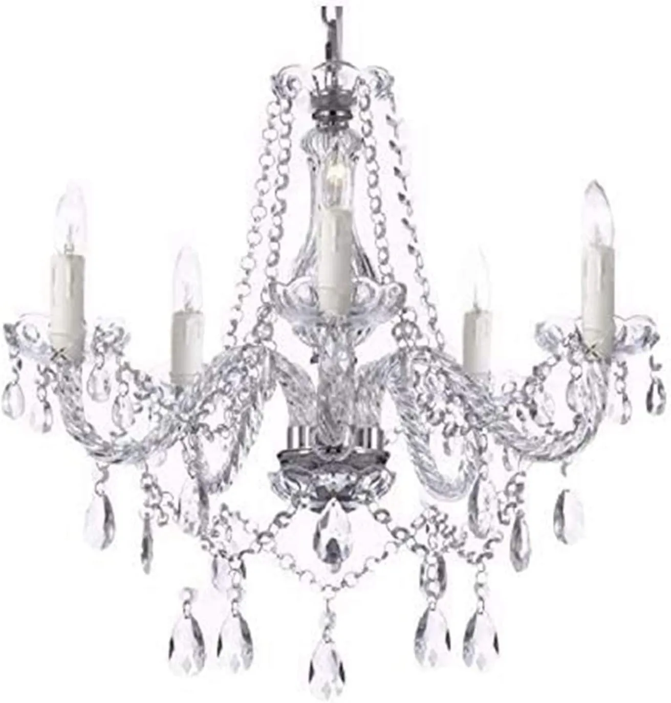 Pendant Ceiling with 5-Light, Champagne Crystal Chandelier