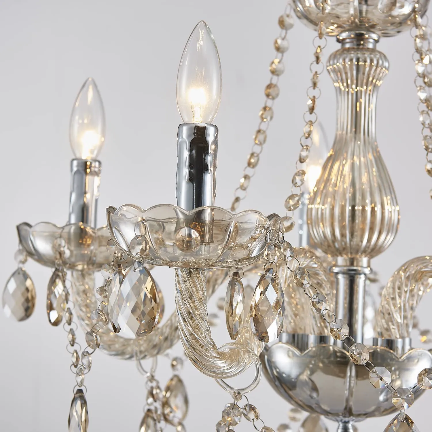 Pendant Ceiling with 5-Light, Champagne Crystal Chandelier