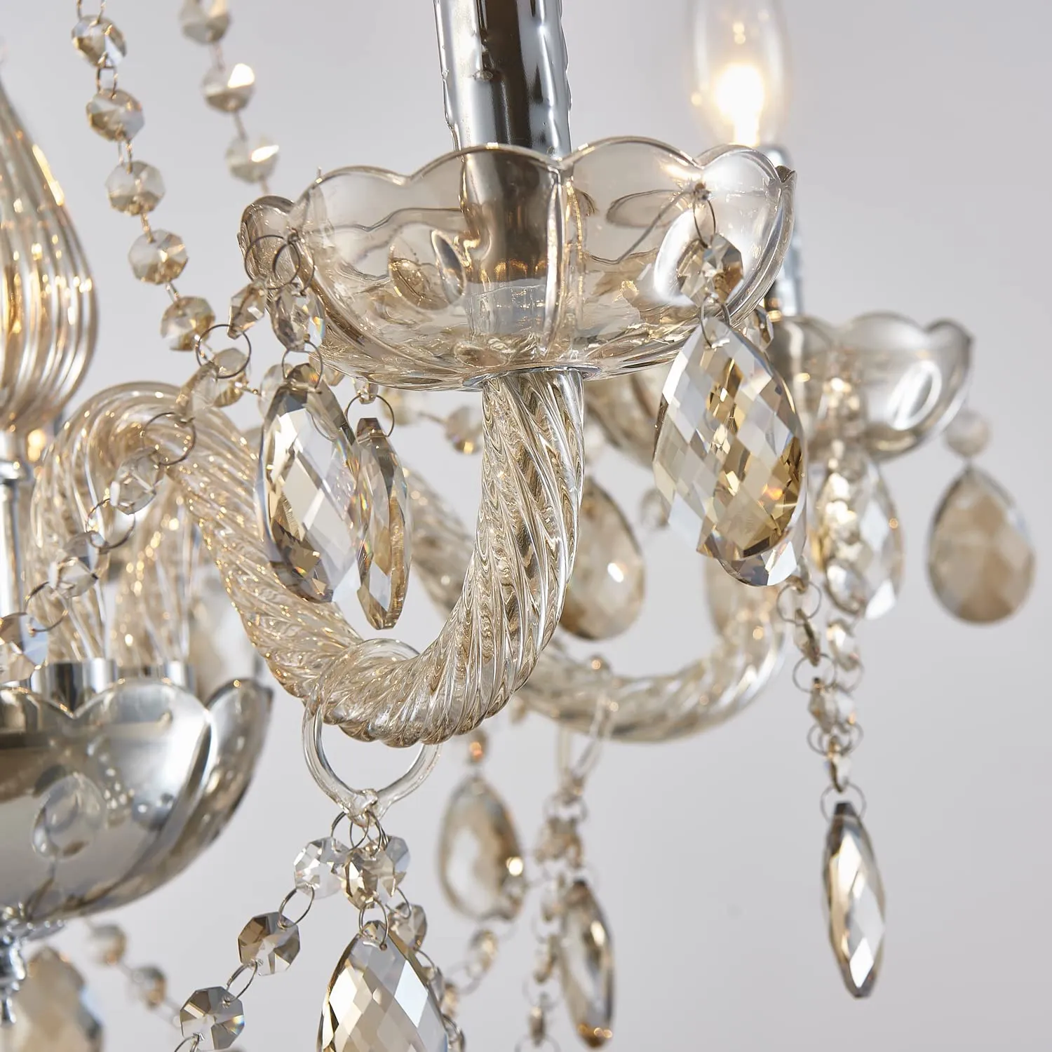 Pendant Ceiling with 5-Light, Champagne Crystal Chandelier