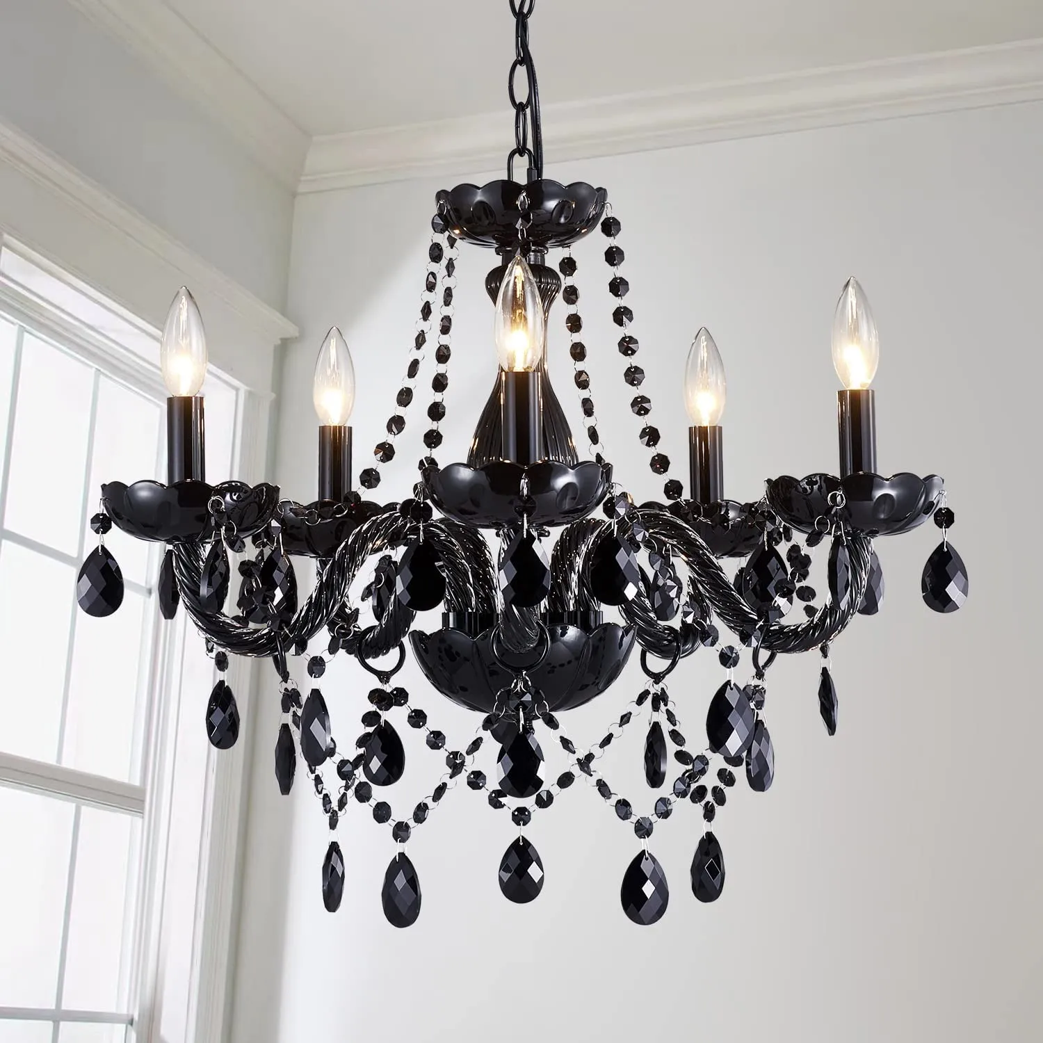 Pendant Ceiling with 5-Light, Champagne Crystal Chandelier