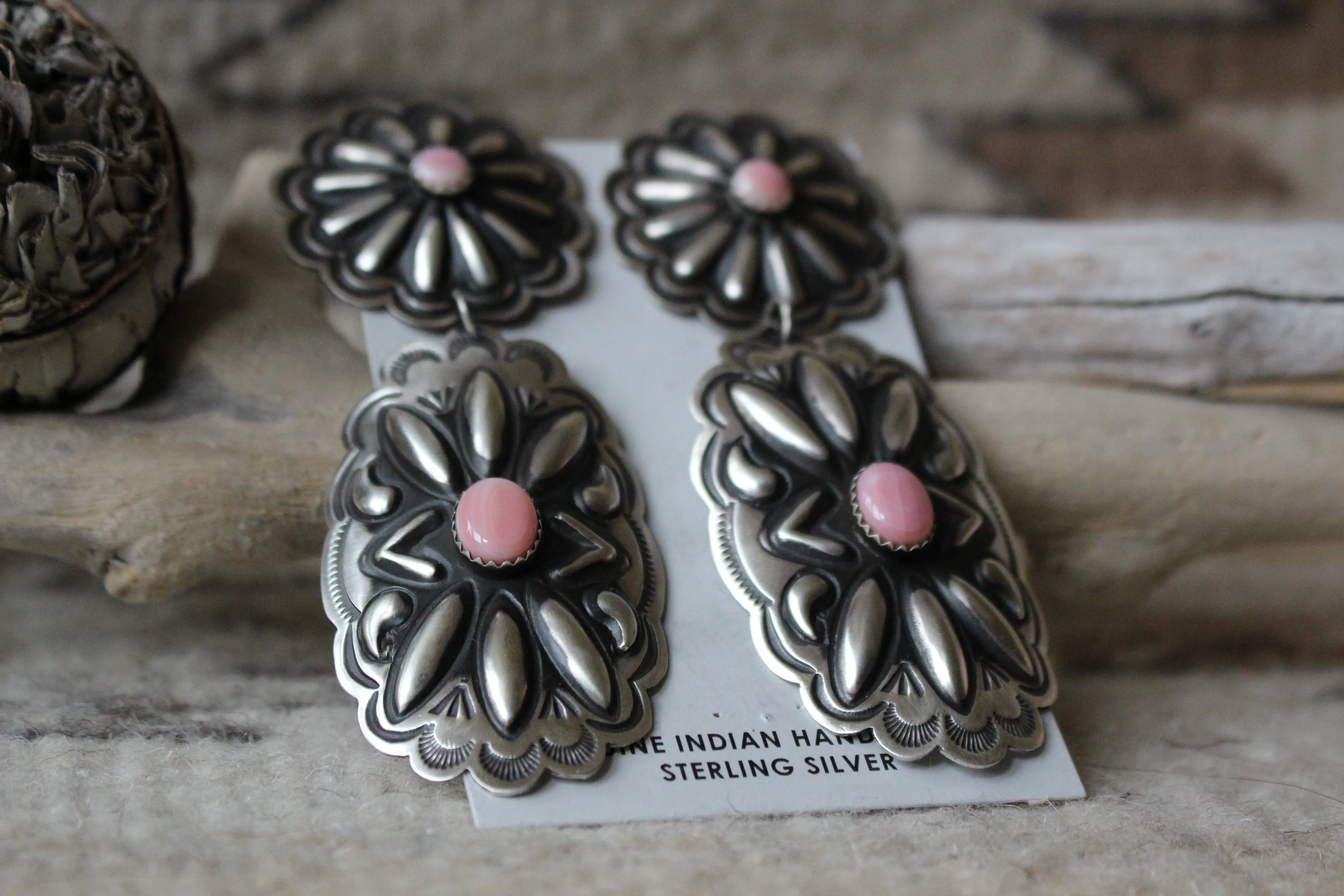 Pink Conch Blossom Earrings