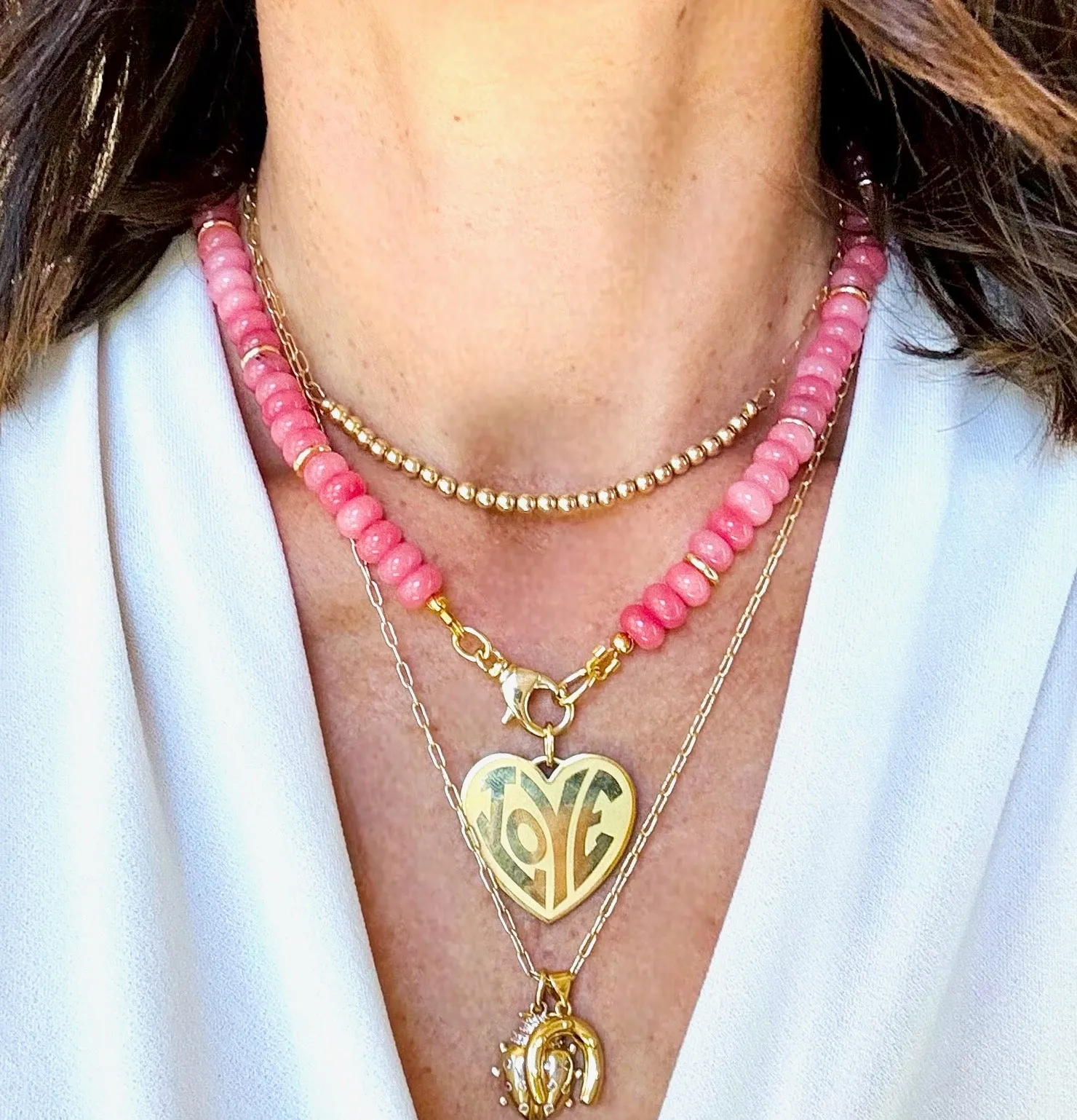 Pink Jade Beaded Necklace